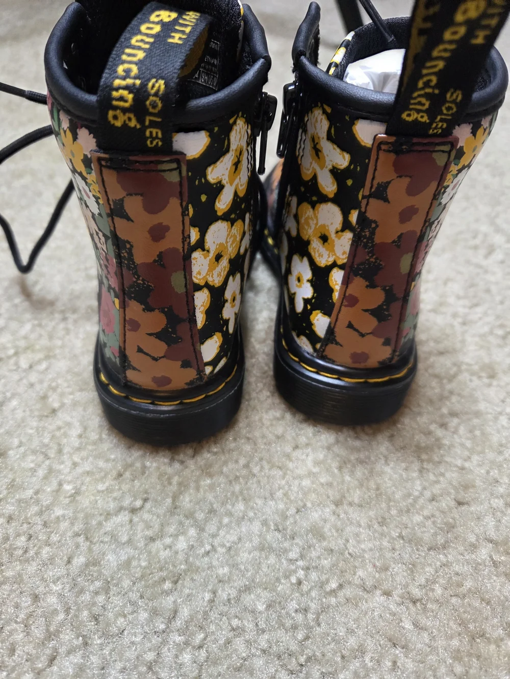 Dr. Martens 1460 Kids Floral Mash Up Leather Combat Boots Size 8